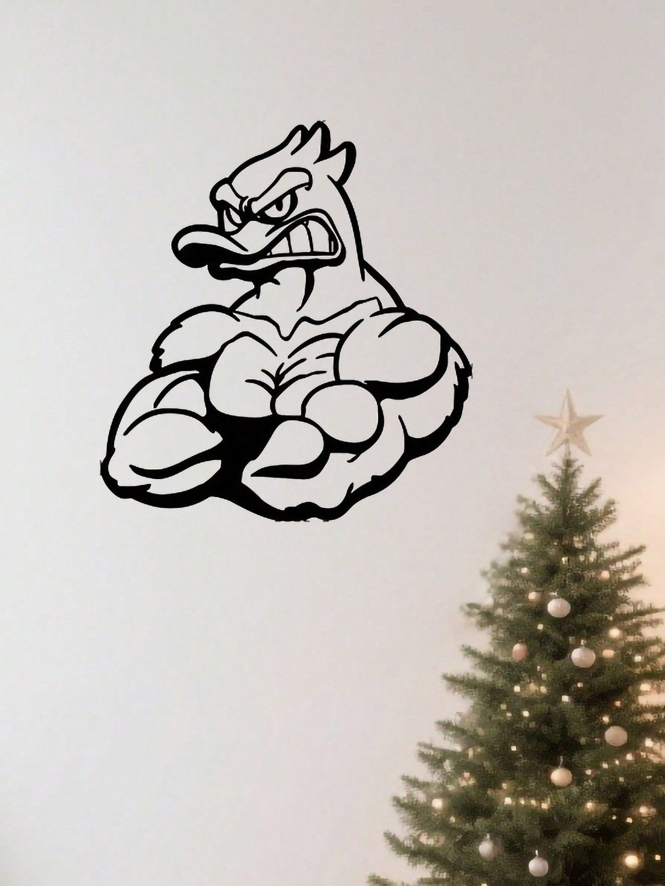 1PC Quirky Duck Bodybuilder Metal Art - Humorous Animal Fitness Sculpture with Ripped Physique Details, Man Cave Decor for Gym or Game Room, Conversation Starter Gift, Suitable for Christmas, Halloween, Thanksgiving, Valentine's Day Gifts, Suitable for Mo