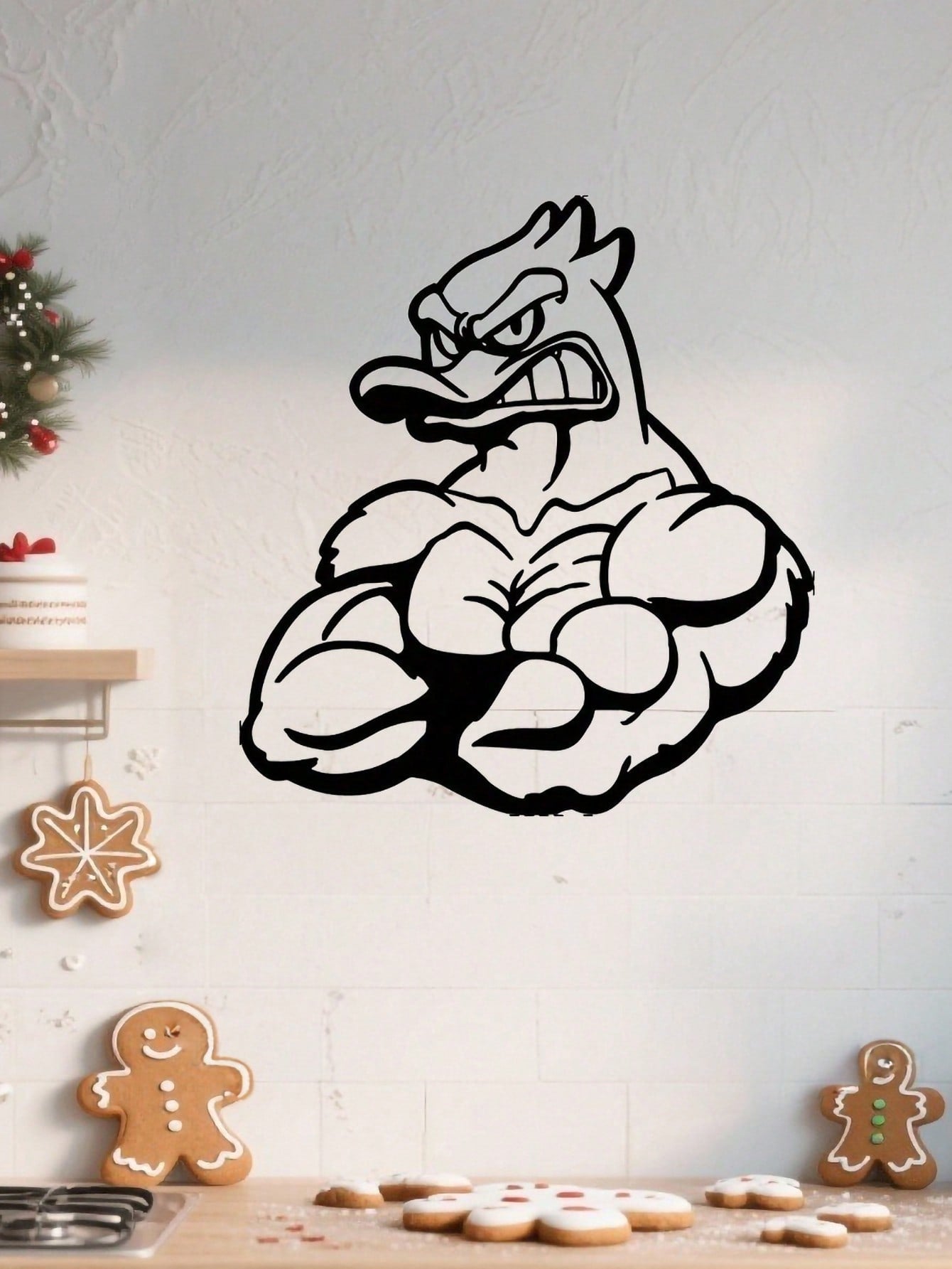 1PC Quirky Duck Bodybuilder Metal Art - Humorous Animal Fitness Sculpture with Ripped Physique Details, Man Cave Decor for Gym or Game Room, Conversation Starter Gift, Suitable for Christmas, Halloween, Thanksgiving, Valentine's Day Gifts, Suitable for Mo