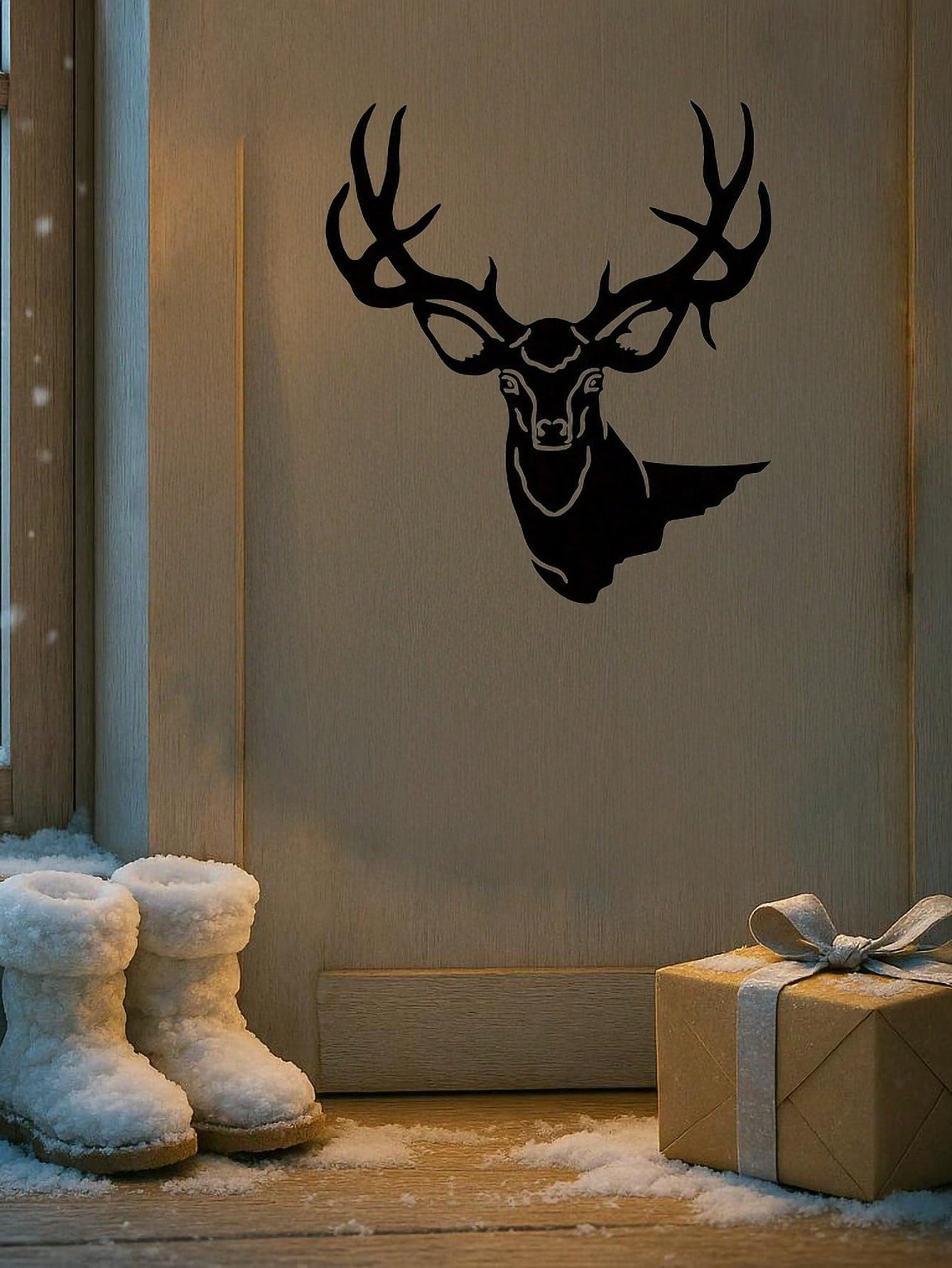 1 PC Forged Christmas Iron Deer Head Wall Sculpture - Modern Nordic Office Decor, Luxury Lodge Cabin Art for Living Room & Study, Lightweight Metal Statue, Deer Head Metal Wall Art - Elegant Home and Office Decor for Living Room and Bedroom Wall Decor Met Main image