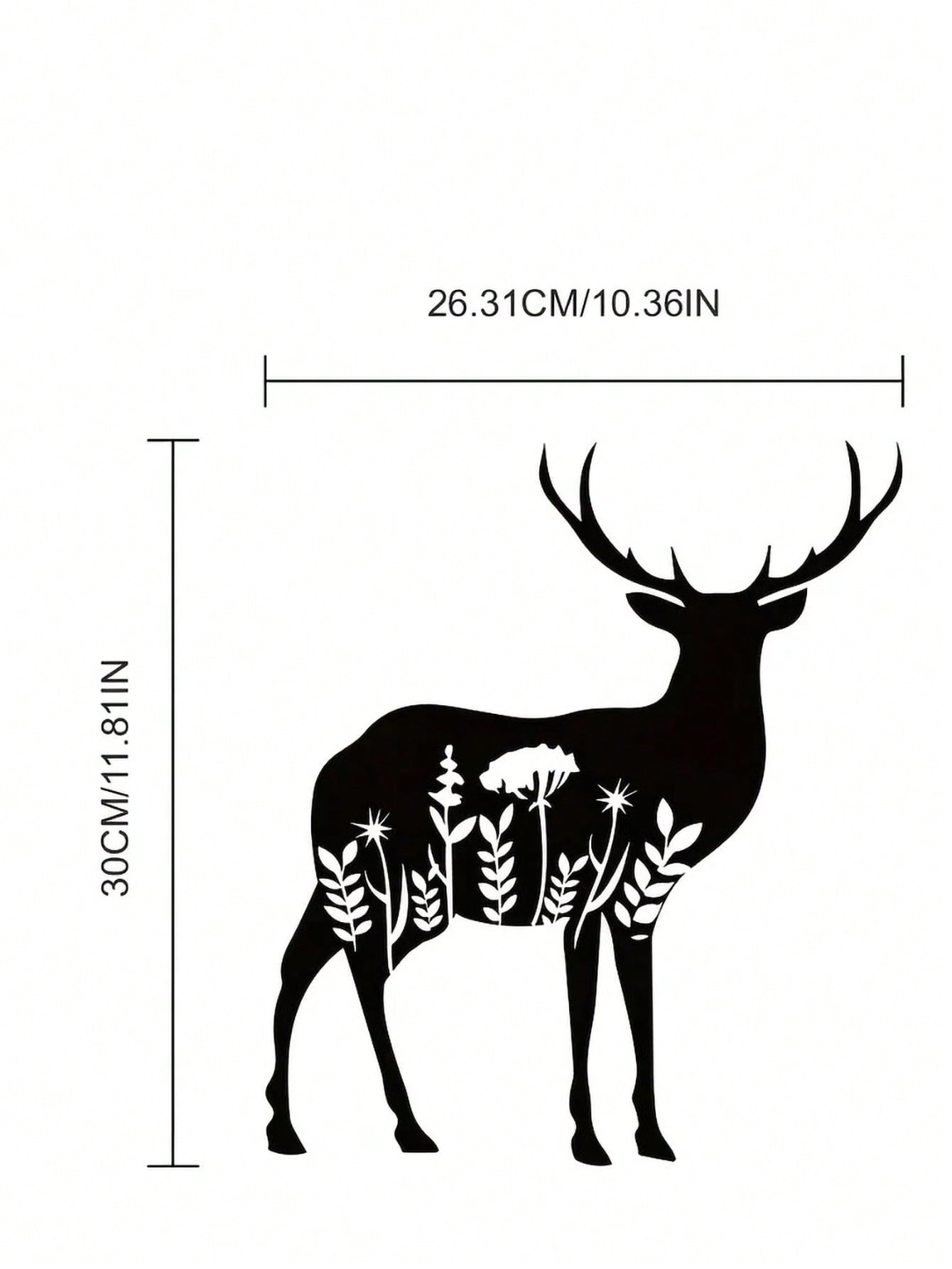 1PC Botanical Elk Metal Wall Hanging - Laser Cut Forest Animal with Floral Motifs, Nature-Themed Decor for Garden & Living Room, Wilderness Lover Gift, Suitable for Christmas, Halloween, Thanksgiving, Valentine's Day Gifts, Suitable for Modern Home Decor, Secondary image