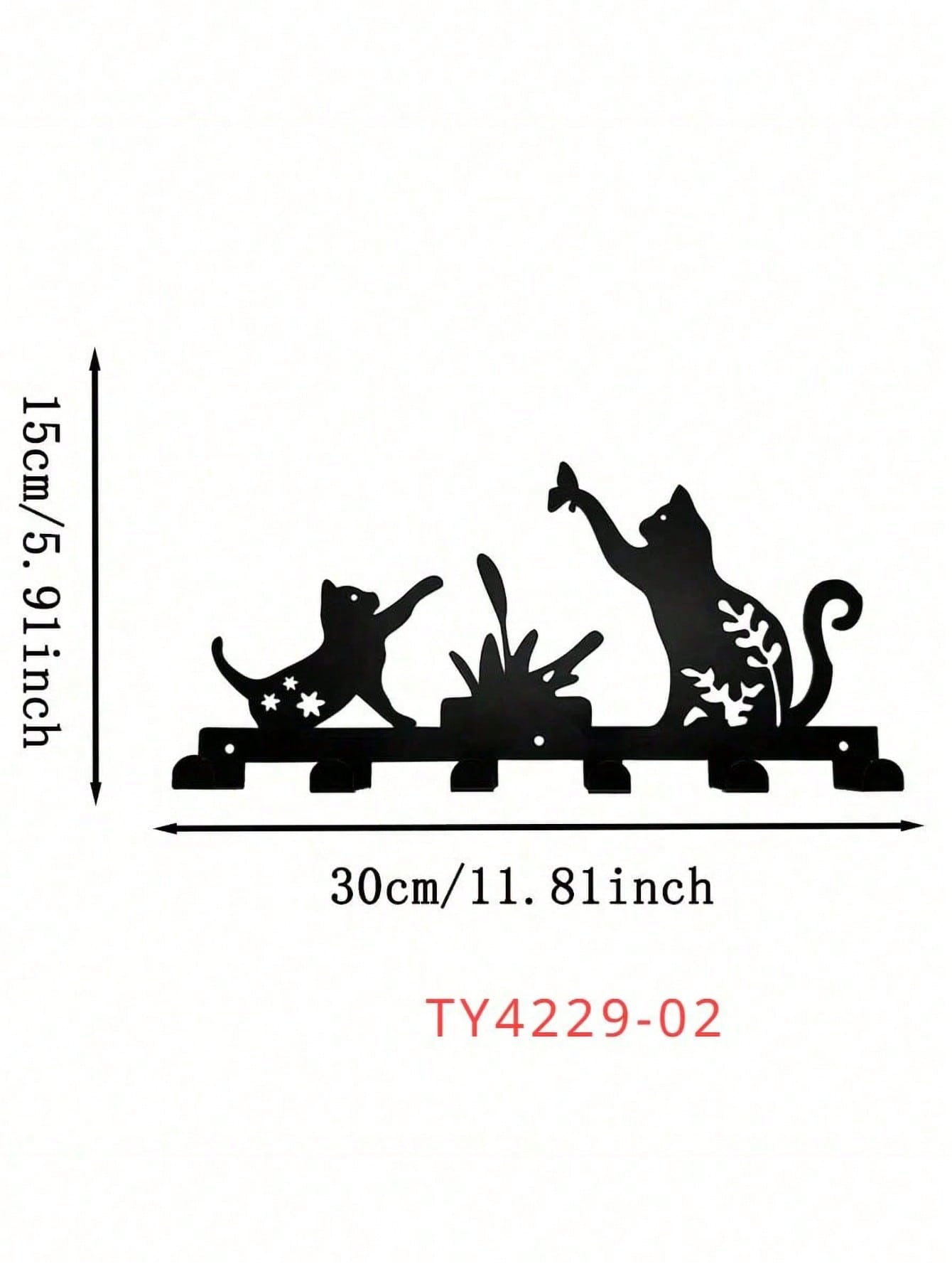 1PC Cozy Hearth Pet Hooks - Laser Cut Dog & Cat Warming By Fireplace Scene, 6-Hook Wall Organizer for Leashes & Mittens, Rustic Farmhouse Entryway Decor, Suitable for Christmas, Halloween, Thanksgiving, Valentine's Day Gifts, Suitable for Modern Home Deco