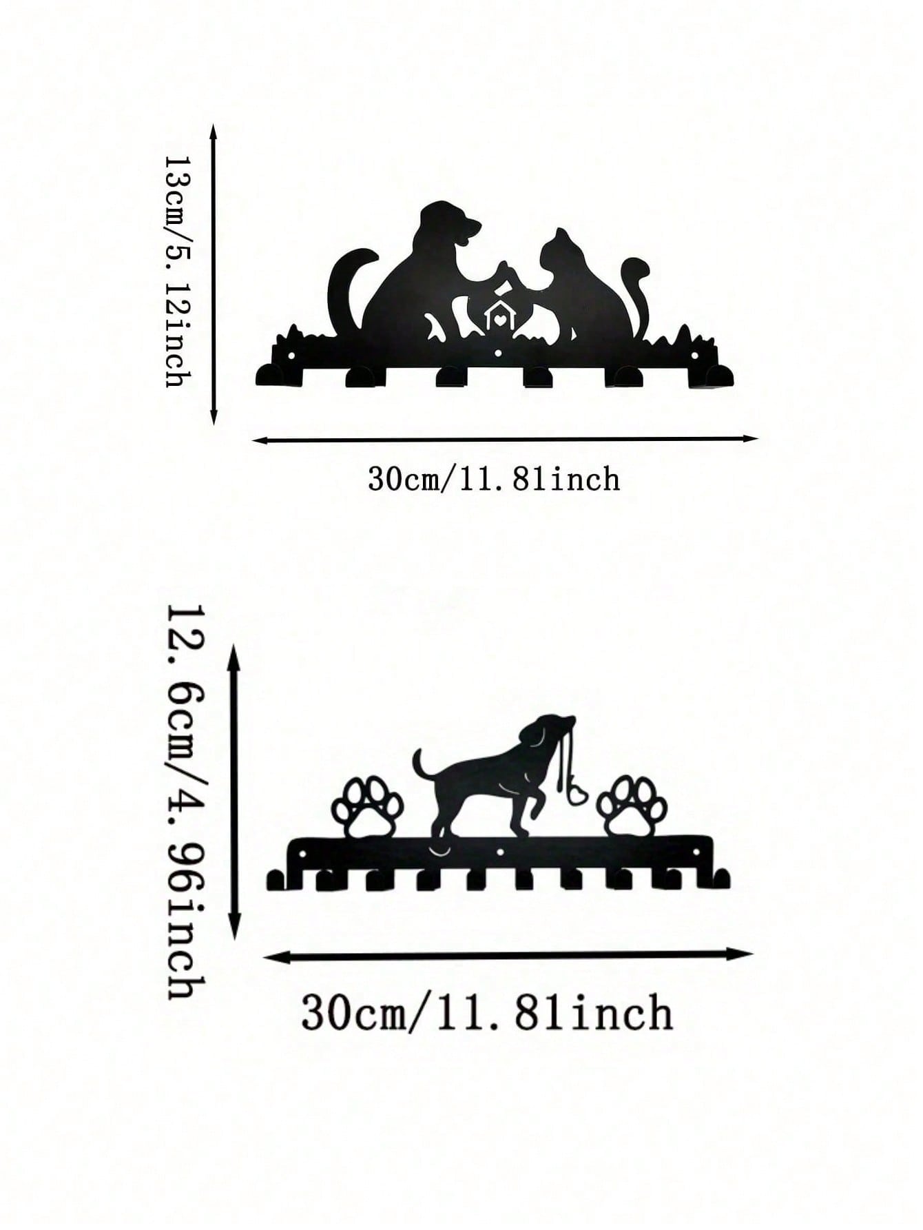 1PC Cozy Hearth Pet Hooks - Laser Cut Dog & Cat Warming By Fireplace Scene, 6-Hook Wall Organizer for Leashes & Mittens, Rustic Farmhouse Entryway Decor, Suitable for Christmas, Halloween, Thanksgiving, Valentine's Day Gifts, Suitable for Modern Home Deco