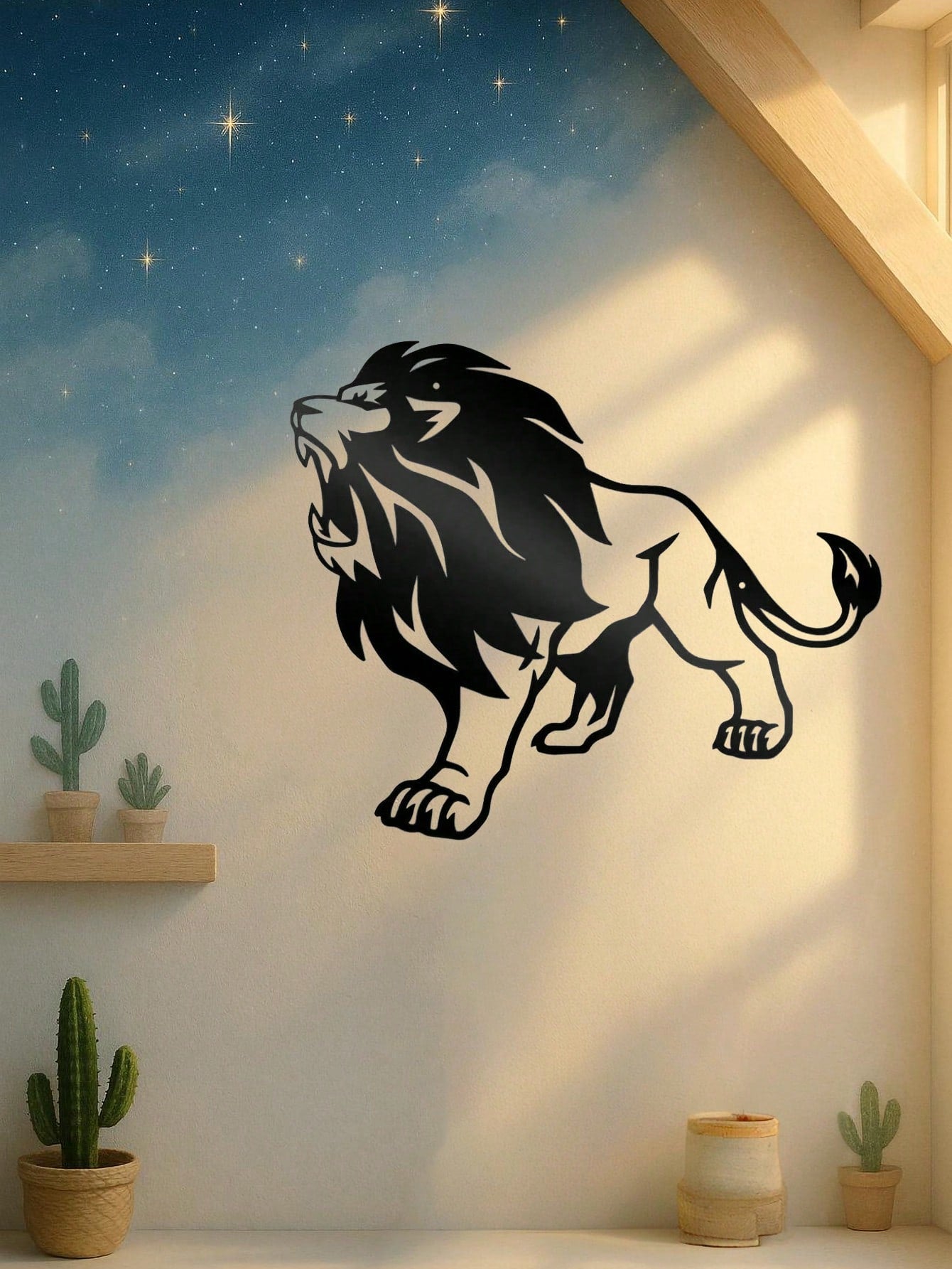 1 PC Lion King Metal Wall Art - Rustic Iron Cutout Plaque for Farmhouse, Office Living Room Bedroom, Jungle Theme Decor with Easy Hang Kit, Majestic Animal Sign Gift Ready, Suitable for Christmas, Halloween, Thanksgiving, Valentine's Day Gifts, Suitable f