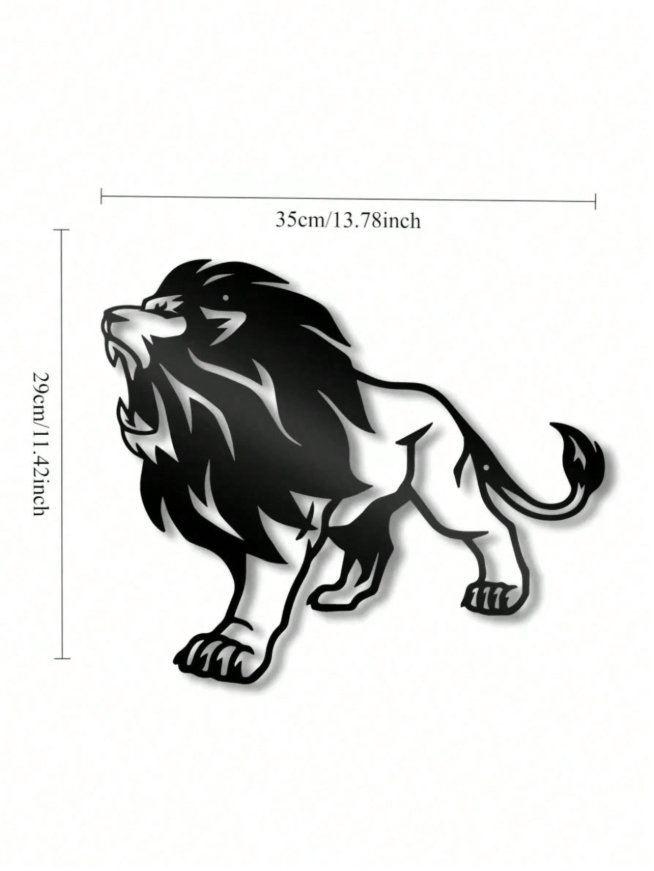 1 PC Lion King Metal Wall Art - Rustic Iron Cutout Plaque for Farmhouse, Office Living Room Bedroom, Jungle Theme Decor with Easy Hang Kit, Majestic Animal Sign Gift Ready, Suitable for Christmas, Halloween, Thanksgiving, Valentine's Day Gifts, Suitable f