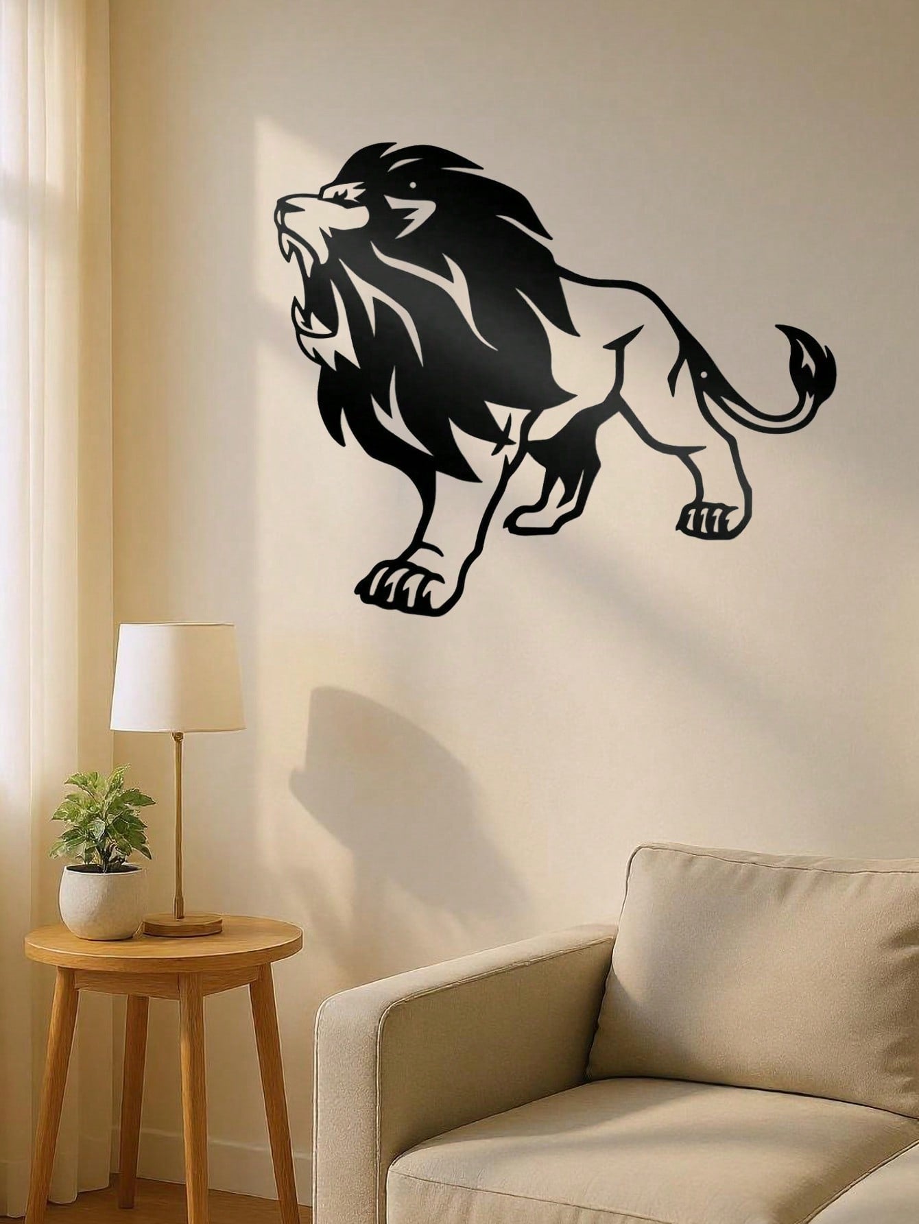 1 PC Lion King Metal Wall Art - Rustic Iron Cutout Plaque for Farmhouse, Office Living Room Bedroom, Jungle Theme Decor with Easy Hang Kit, Majestic Animal Sign Gift Ready, Suitable for Christmas, Halloween, Thanksgiving, Valentine's Day Gifts, Suitable f