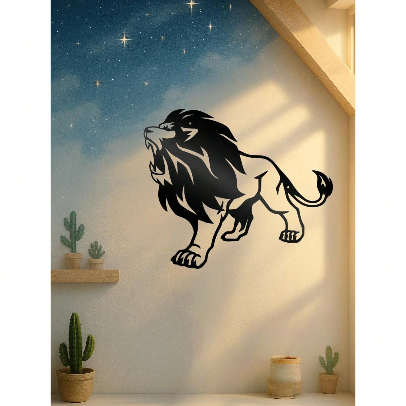 1 PC Lion King Metal Wall Art - Rustic Iron Cutout Plaque for Farmhouse, Office Living Room Bedroom, Jungle Theme Decor with Easy Hang Kit, Majestic Animal Sign Gift Ready, Suitable for Christmas, Halloween, Thanksgiving, Valentine's Day Gifts, Suitable f