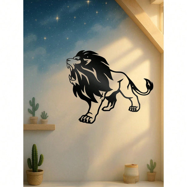 1 PC Lion King Metal Wall Art - Rustic Iron Cutout Plaque for Farmhouse, Office Living Room Bedroom, Jungle Theme Decor with Easy Hang Kit, Majestic Animal Sign Gift Ready, Suitable for Christmas, Halloween, Thanksgiving, Valentine's Day Gifts, Suitable f