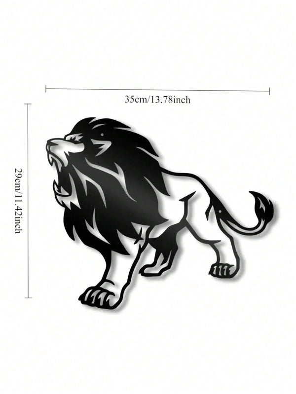 1 PC Lion King Metal Wall Art - Rustic Iron Cutout Plaque for Farmhouse, Office Living Room Bedroom, Jungle Theme Decor with Easy Hang Kit, Majestic Animal Sign Gift Ready, Suitable for Christmas, Halloween, Thanksgiving, Valentine's Day Gifts, Suitable f