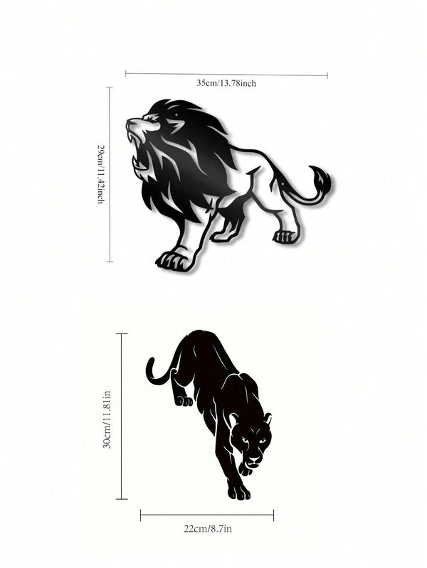 1 PC Lion King Metal Wall Art - Rustic Iron Cutout Plaque for Farmhouse, Office Living Room Bedroom, Jungle Theme Decor with Easy Hang Kit, Majestic Animal Sign Gift Ready, Suitable for Christmas, Halloween, Thanksgiving, Valentine's Day Gifts, Suitable f