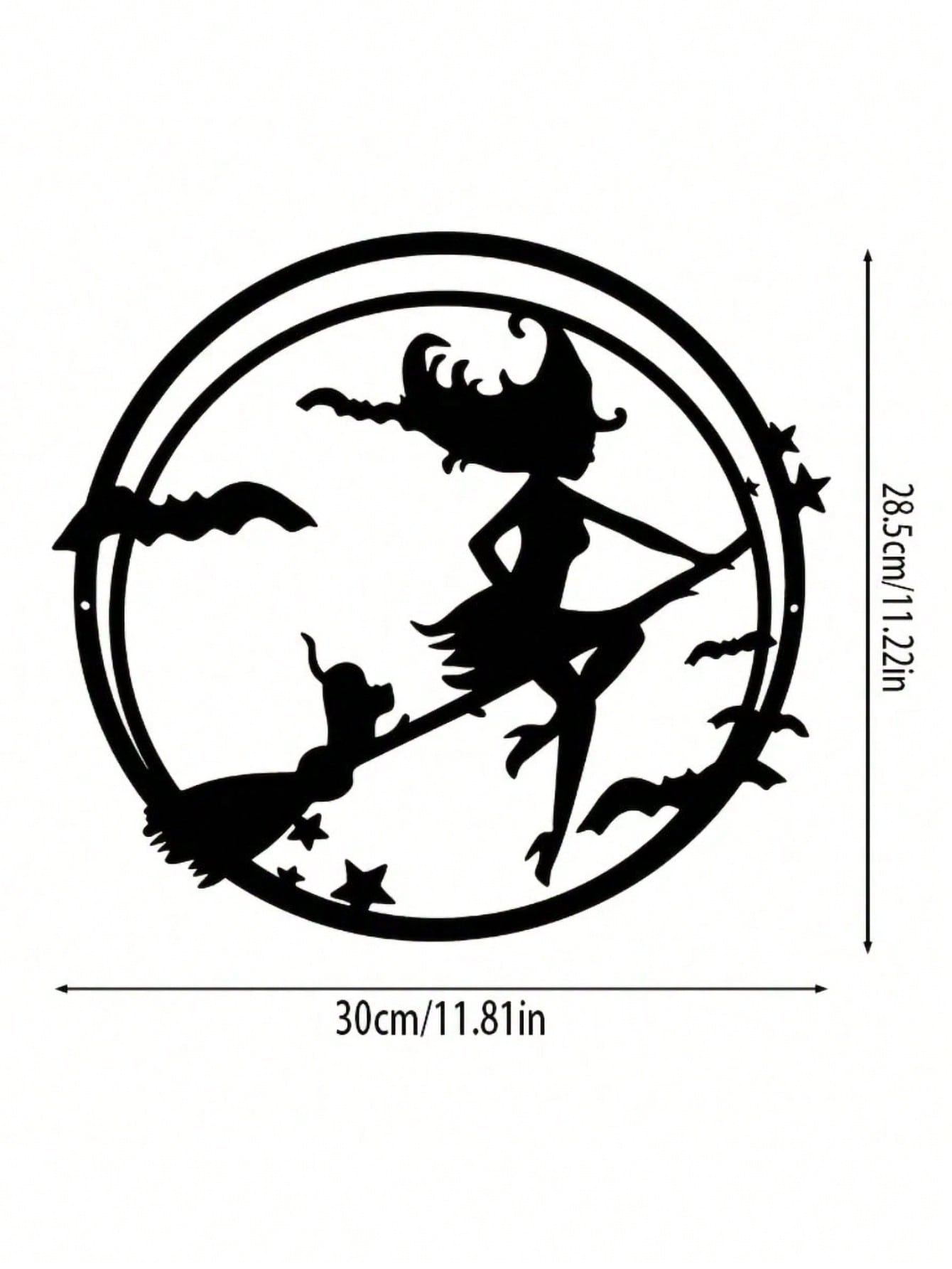 1PC Spooky Halloween Metal Wall Art - Frameless Hanging Decor featuring a Mystical Witch, Cat & Bat Castle Design. Unique Iron Art Wall Hanging for Creative Holiday Decor.Suitable for modern home decor, home decoration, room decor, bedroom decor, bathroom Secondary image