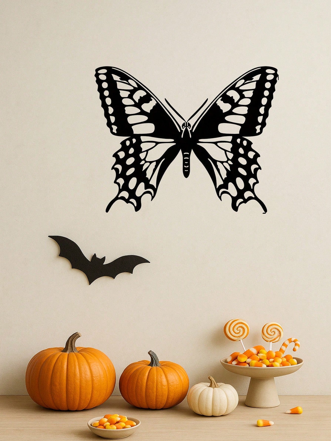 1pcs Creative Hollow Butterfly Iron Art, Lacewing Iron Art Wall Decoration- Laser Cut Butterfly Metal Decoration with Floral Pattern | Natural Style Room Decoration, Great Choice for Living Room, Bedroom, Corridor, Outdoor Wall Decoration.Suitable for Chr Main image