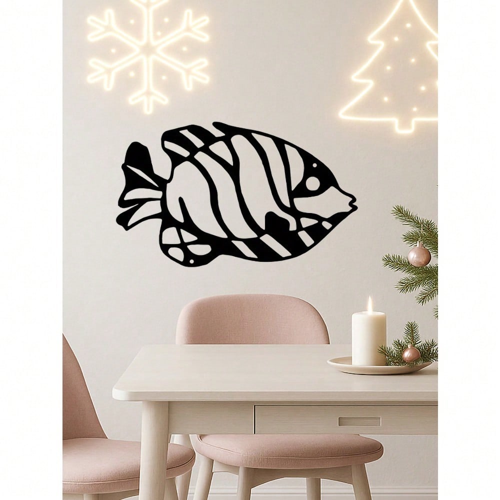1PC Whimsical Ugly Fish Metal Wall Art - Laser Cut Wrought Iron Sculpture with Unique Character, Playful Underwater Decor for Garden & Nursery, Conversation Starter Gift, Suitable for Christmas, Halloween, Thanksgiving, Valentine's Day Gifts, Suitable for