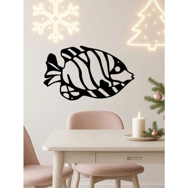 1PC Whimsical Ugly Fish Metal Wall Art - Laser Cut Wrought Iron Sculpture with Unique Character, Playful Underwater Decor for Garden & Nursery, Conversation Starter Gift, Suitable for Christmas, Halloween, Thanksgiving, Valentine's Day Gifts, Suitable for