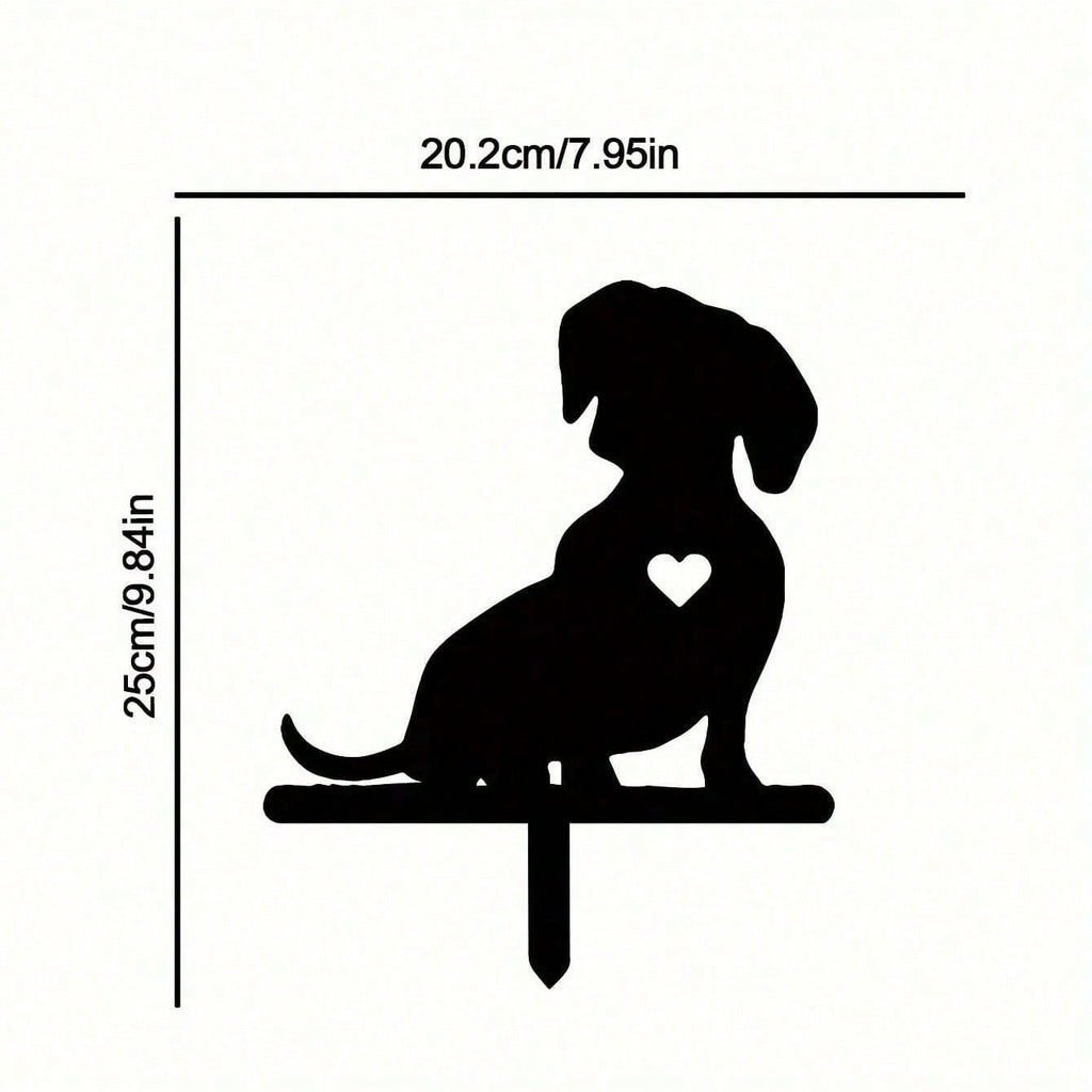 1-piece smart dog garden iron silhouette metal courtyard signboard, courtyard art garden outdoor decoration creative pet commemorative sticker, suitable for gardens, yards, garden decorations, holiday essentials, birthday decorations