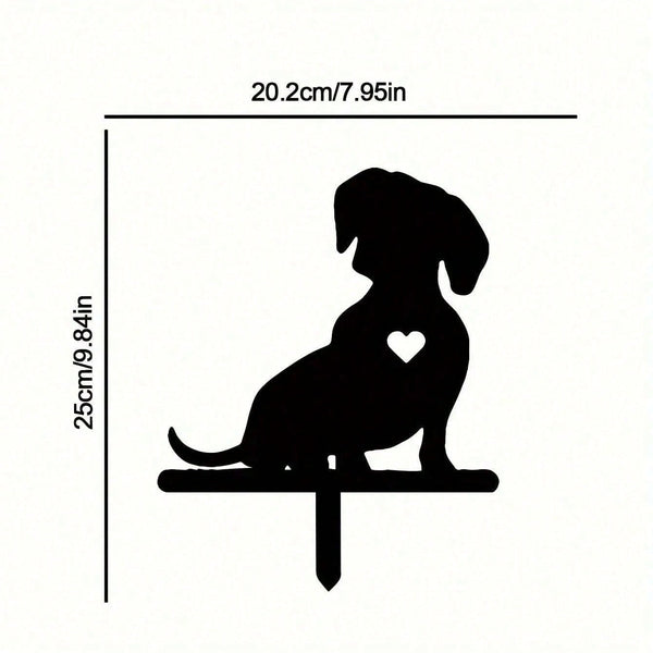 1-piece smart dog garden iron silhouette metal courtyard signboard, courtyard art garden outdoor decoration creative pet commemorative sticker, suitable for gardens, yards, garden decorations, holiday essentials, birthday decorations