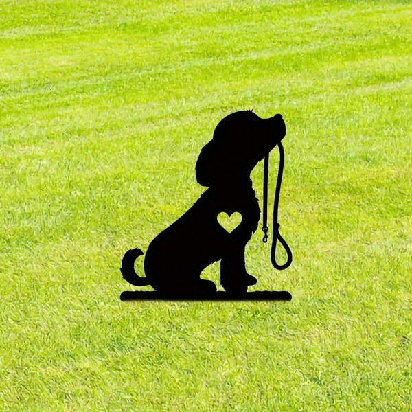 1-piece smart dog garden iron silhouette metal courtyard signboard, courtyard art garden outdoor decoration creative pet commemorative sticker, suitable for gardens, yards, garden decorations, holiday essentials, birthday decorations