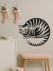 1PC Geometric Cat Wall Art - Mid-Century Modern Metal Silhouette with Angular Lines, Laser Cut Feline Decor for Living Room & Office, Cat Lover Gift,Suitable for Christmas, Halloween, Thanksgiving, Valentine's Day Gifts, Suitable for Modern Home Decor, Ho