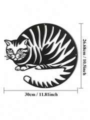 1PC Geometric Cat Wall Art - Mid-Century Modern Metal Silhouette with Angular Lines, Laser Cut Feline Decor for Living Room & Office, Cat Lover Gift,Suitable for Christmas, Halloween, Thanksgiving, Valentine's Day Gifts, Suitable for Modern Home Decor, Ho