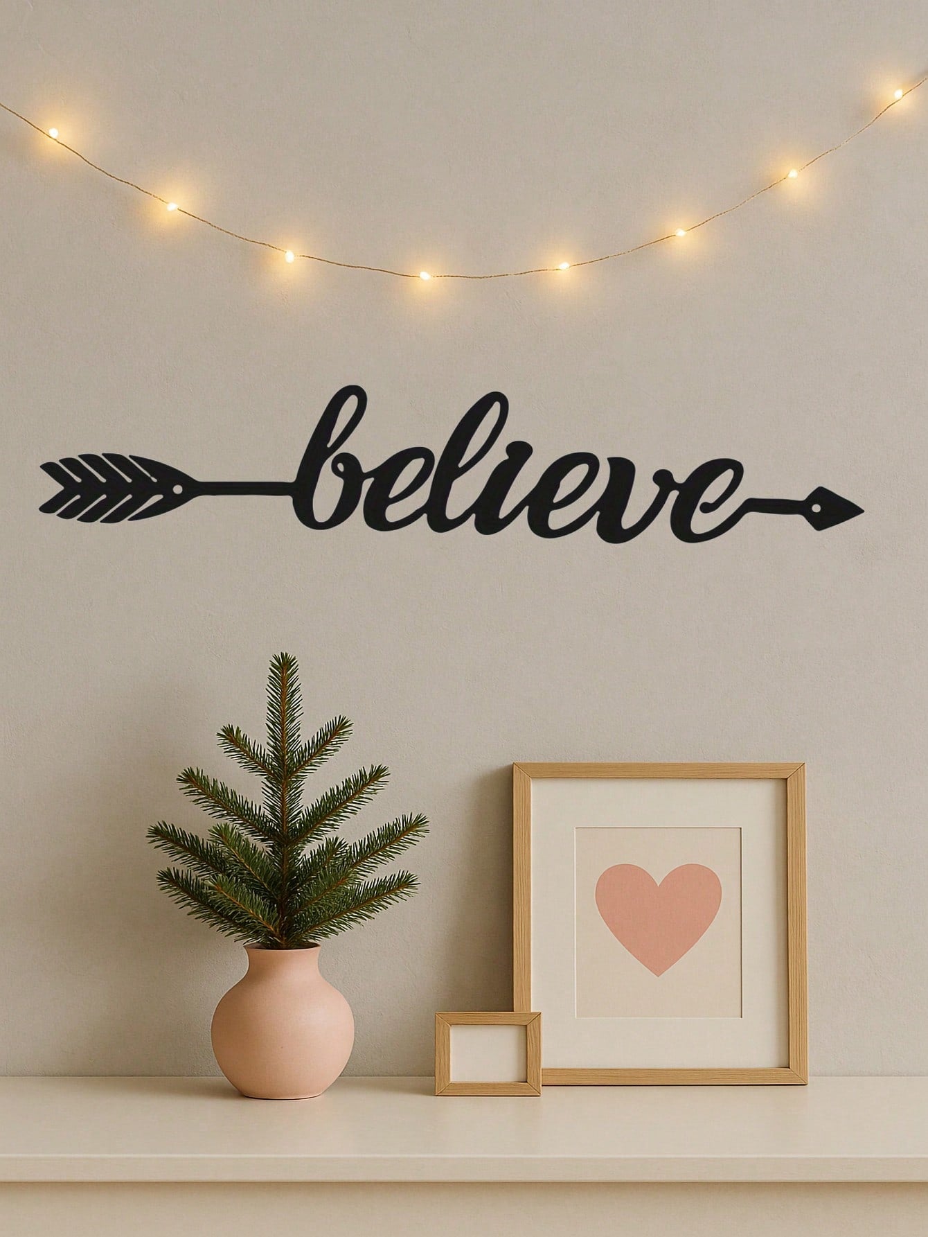 1PC Believe Archery Wall Art - Laser Cut Arrow & Bow with Inspirational Motif, Wrought Iron Office Decor for Study Room or Gym, Graduation Gift, Suitable for Christmas, Halloween, Thanksgiving, Valentine's Day Gifts, Suitable for Modern Home Decor, Home D