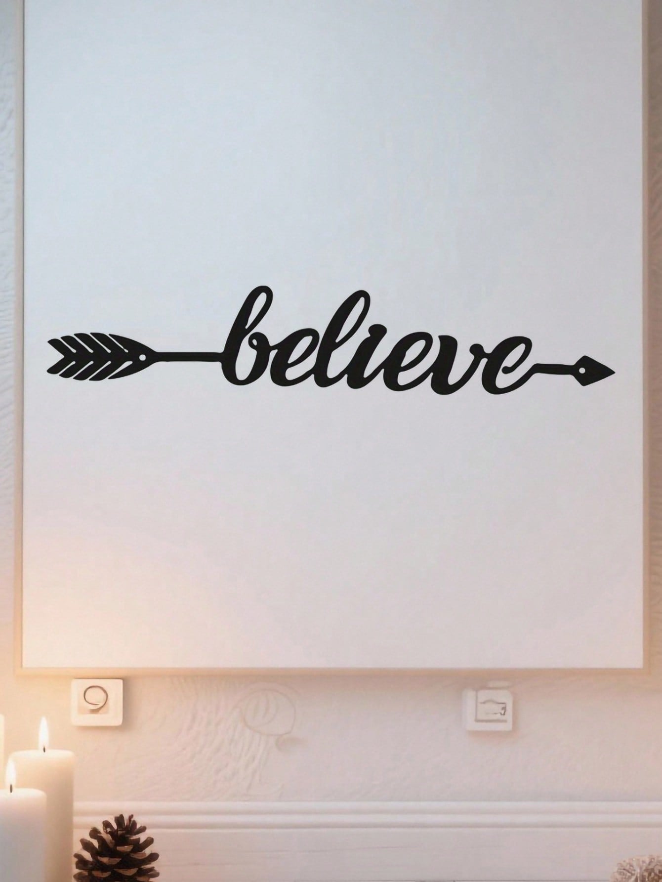 1PC Believe Archery Wall Art - Laser Cut Arrow & Bow with Inspirational Motif, Wrought Iron Office Decor for Study Room or Gym, Graduation Gift, Suitable for Christmas, Halloween, Thanksgiving, Valentine's Day Gifts, Suitable for Modern Home Decor, Home D