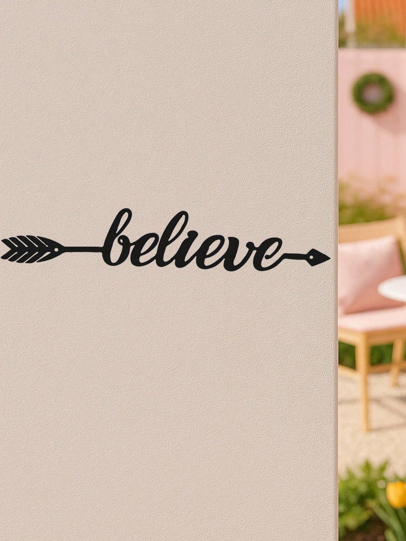 1PC Believe Archery Wall Art - Laser Cut Arrow & Bow with Inspirational Motif, Wrought Iron Office Decor for Study Room or Gym, Graduation Gift, Suitable for Christmas, Halloween, Thanksgiving, Valentine's Day Gifts, Suitable for Modern Home Decor, Home D
