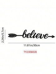 1PC Believe Archery Wall Art - Laser Cut Arrow & Bow with Inspirational Motif, Wrought Iron Office Decor for Study Room or Gym, Graduation Gift, Suitable for Christmas, Halloween, Thanksgiving, Valentine's Day Gifts, Suitable for Modern Home Decor, Home D