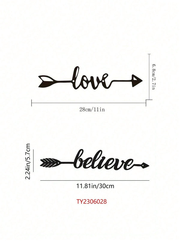 1PC Believe Archery Wall Art - Laser Cut Arrow & Bow with Inspirational Motif, Wrought Iron Office Decor for Study Room or Gym, Graduation Gift, Suitable for Christmas, Halloween, Thanksgiving, Valentine's Day Gifts, Suitable for Modern Home Decor, Home D