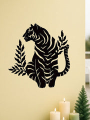 1pc Bohemian Tiger Metal Wall Art - Striking wild cat decor featuring intricate wildlife artistry. Durable, waterproof metal wall decor perfect for living rooms, bedrooms & studies. An ideal housewarming gift with easy-remove installation.Suitable for mod