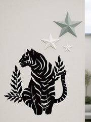 1pc Bohemian Tiger Metal Wall Art - Striking wild cat decor featuring intricate wildlife artistry. Durable, waterproof metal wall decor perfect for living rooms, bedrooms & studies. An ideal housewarming gift with easy-remove installation.Suitable for mod