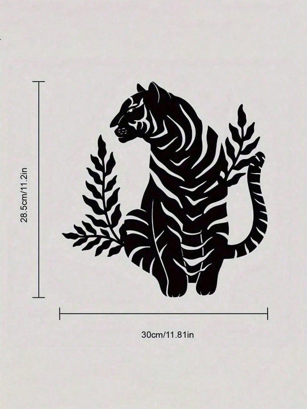 1pc Bohemian Tiger Metal Wall Art - Striking wild cat decor featuring intricate wildlife artistry. Durable, waterproof metal wall decor perfect for living rooms, bedrooms & studies. An ideal housewarming gift with easy-remove installation.Suitable for mod