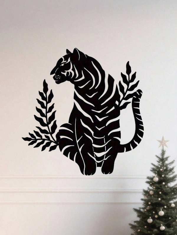 1pc Bohemian Tiger Metal Wall Art - Striking wild cat decor featuring intricate wildlife artistry. Durable, waterproof metal wall decor perfect for living rooms, bedrooms & studies. An ideal housewarming gift with easy-remove installation.Suitable for mod