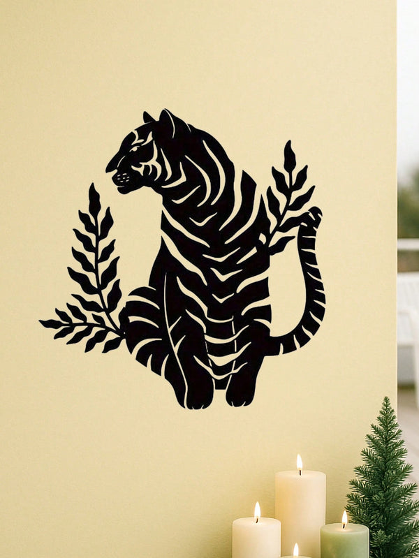 1pc Bohemian Tiger Metal Wall Art - Striking wild cat decor featuring intricate wildlife artistry. Durable, waterproof metal wall decor perfect for living rooms, bedrooms & studies. An ideal housewarming gift with easy-remove installation.Suitable for mod