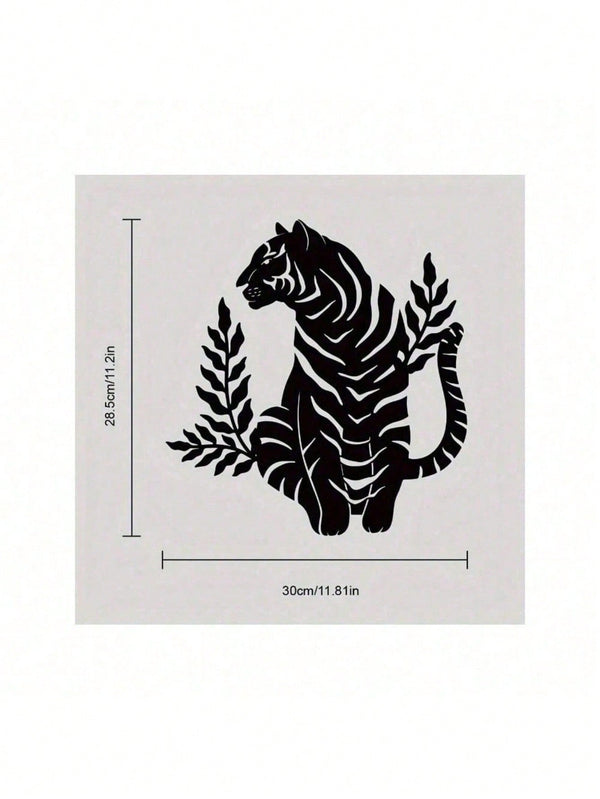 1pc Bohemian Tiger Metal Wall Art - Striking wild cat decor featuring intricate wildlife artistry. Durable, waterproof metal wall decor perfect for living rooms, bedrooms & studies. An ideal housewarming gift with easy-remove installation.Suitable for mod