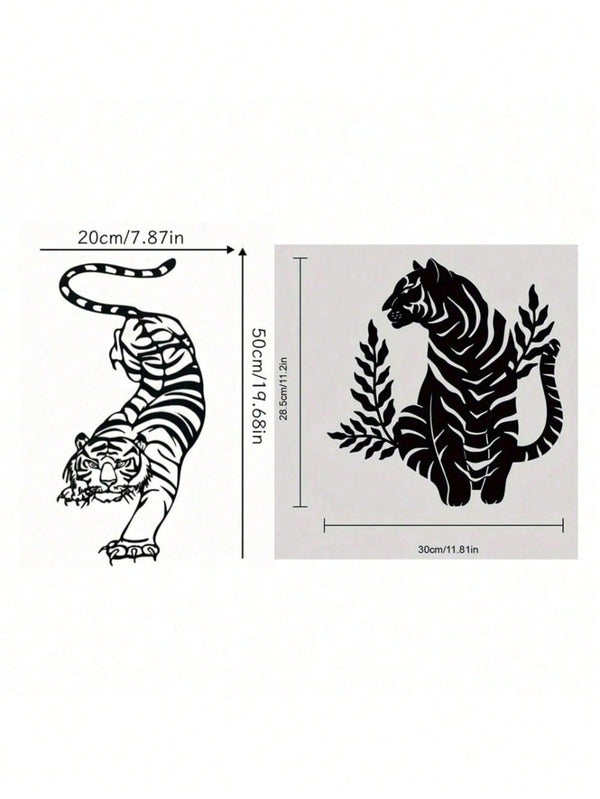 1pc Bohemian Tiger Metal Wall Art - Striking wild cat decor featuring intricate wildlife artistry. Durable, waterproof metal wall decor perfect for living rooms, bedrooms & studies. An ideal housewarming gift with easy-remove installation.Suitable for mod