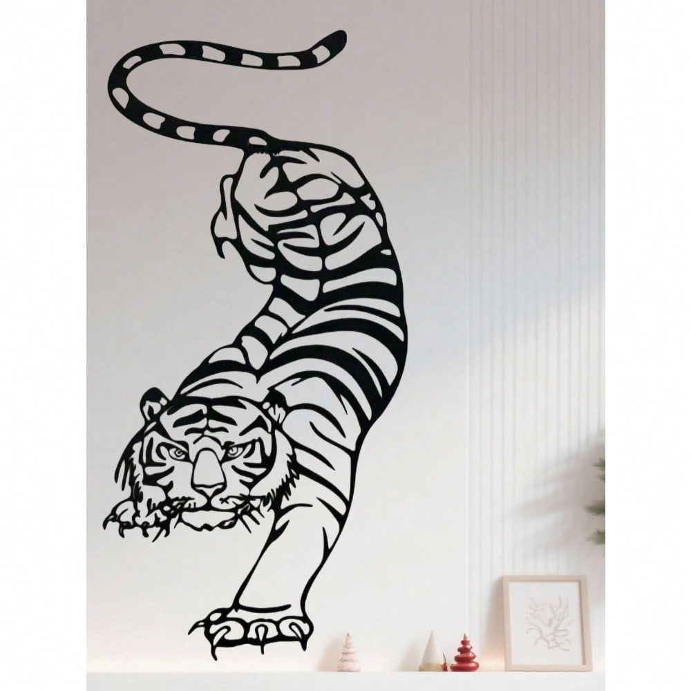 1PC Bohemian Tiger Metal Wall Art - Laser Cut Wild Cat with Filigree Detailing, Wrought Iron Jungle Decor for Living Room or Music Studio, Festival Gift, Suitable for Christmas, Halloween, Thanksgiving, Valentine's Day Gifts, Suitable for Modern Home Deco