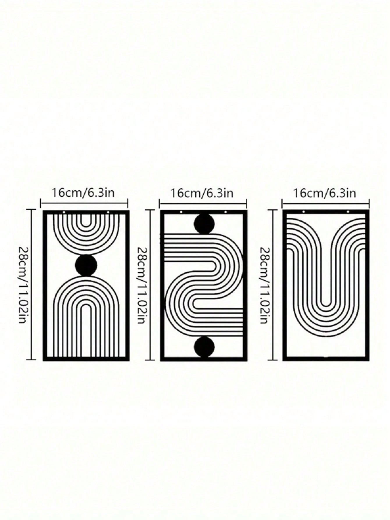 Three abstract geometric metal wall art pieces, perfect for living rooms, bedrooms, or studios. These iron crafts blend abstract shapes with artistic sophistication, showcasing unique decorative charm,Suitable for modern home decor, home decoration, room