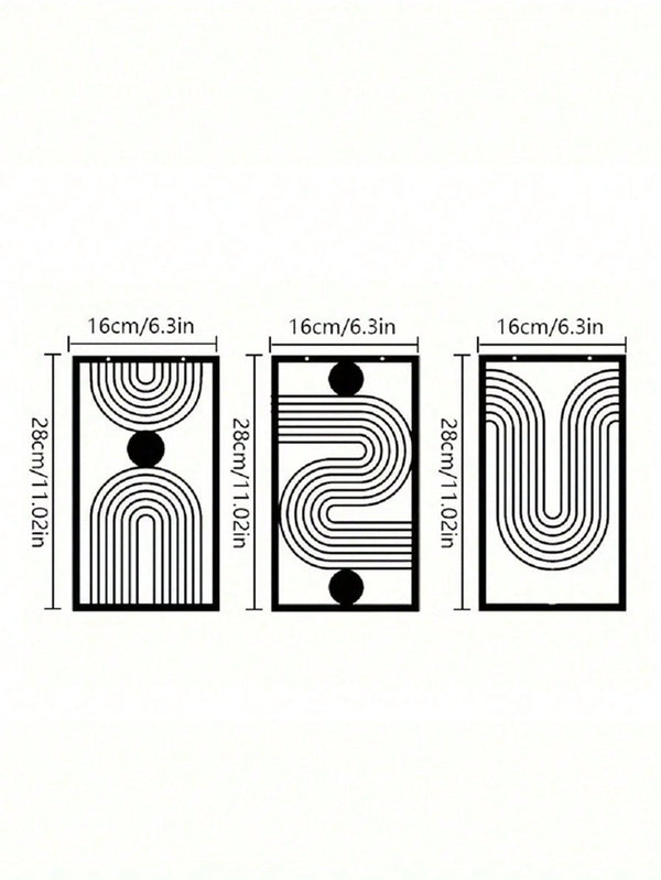 Three abstract geometric metal wall art pieces, perfect for living rooms, bedrooms, or studios. These iron crafts blend abstract shapes with artistic sophistication, showcasing unique decorative charm,Suitable for modern home decor, home decoration, room