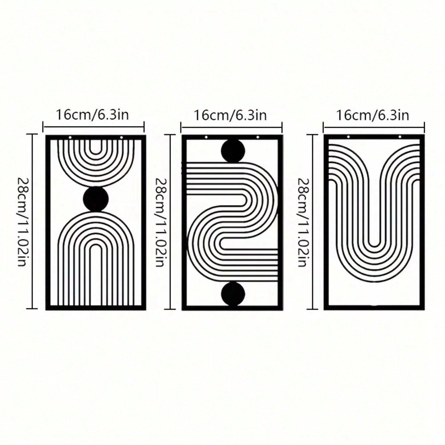 Three abstract geometric metal wall art pieces, perfect for living rooms, bedrooms, or studios. These iron crafts blend abstract shapes with artistic sophistication, showcasing unique decorative charm,Suitable for modern home decor, home decoration, room