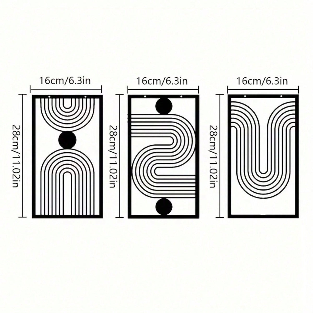 Three abstract geometric metal wall art pieces, perfect for living rooms, bedrooms, or studios. These iron crafts blend abstract shapes with artistic sophistication, showcasing unique decorative charm,Suitable for modern home decor, home decoration, room
