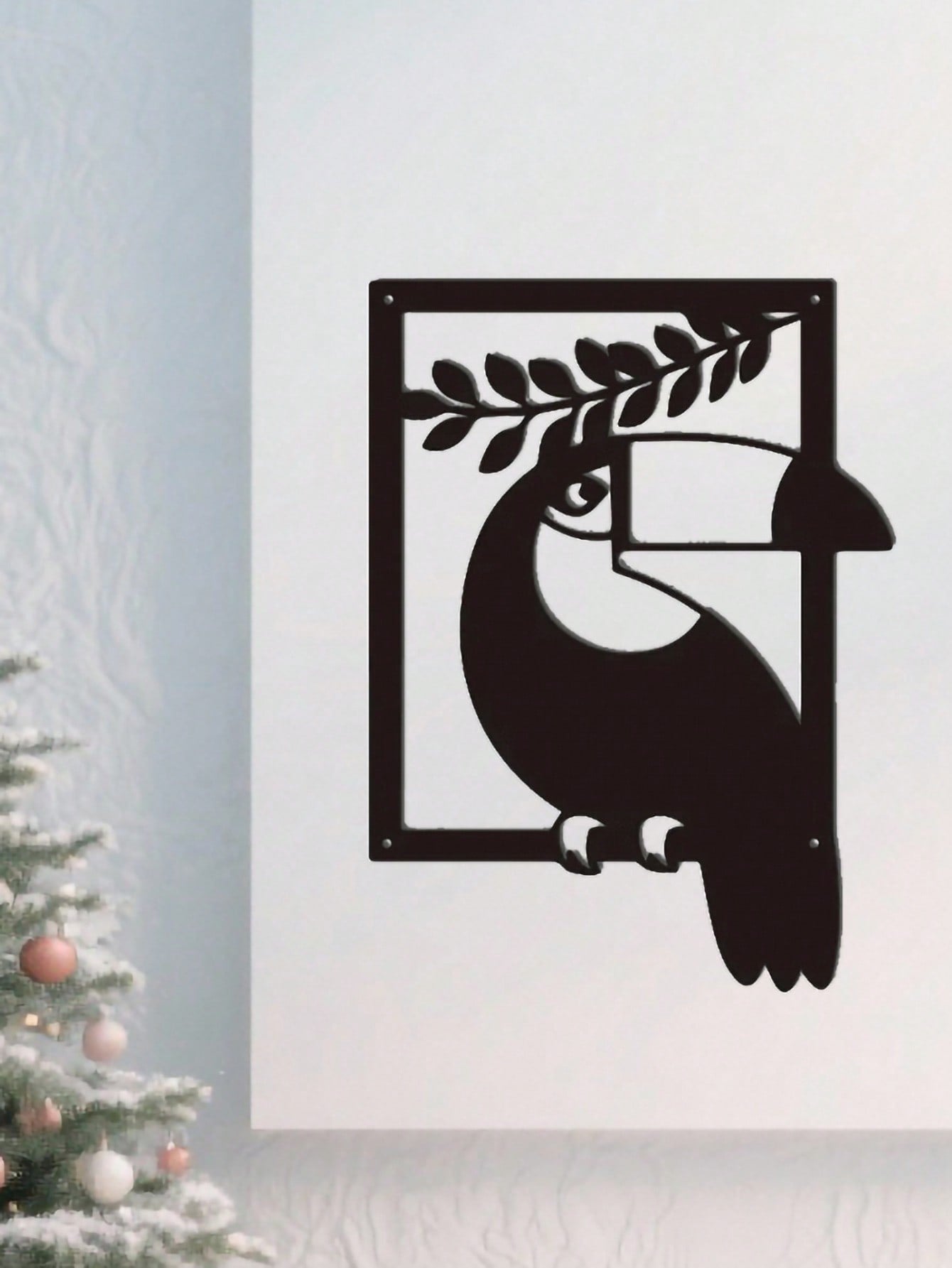 1PC Tropical Toucan Metal Wall Art - Laser Cut Rainbow Beak Bird with Jungle Flora, Resort Style Decor for Balcony & Nursery, Rainforest Lover Gift with Weatherproof Coating, Suitable for Christmas, Halloween, Thanksgiving, Valentine's Day Gifts, Suitable Main image