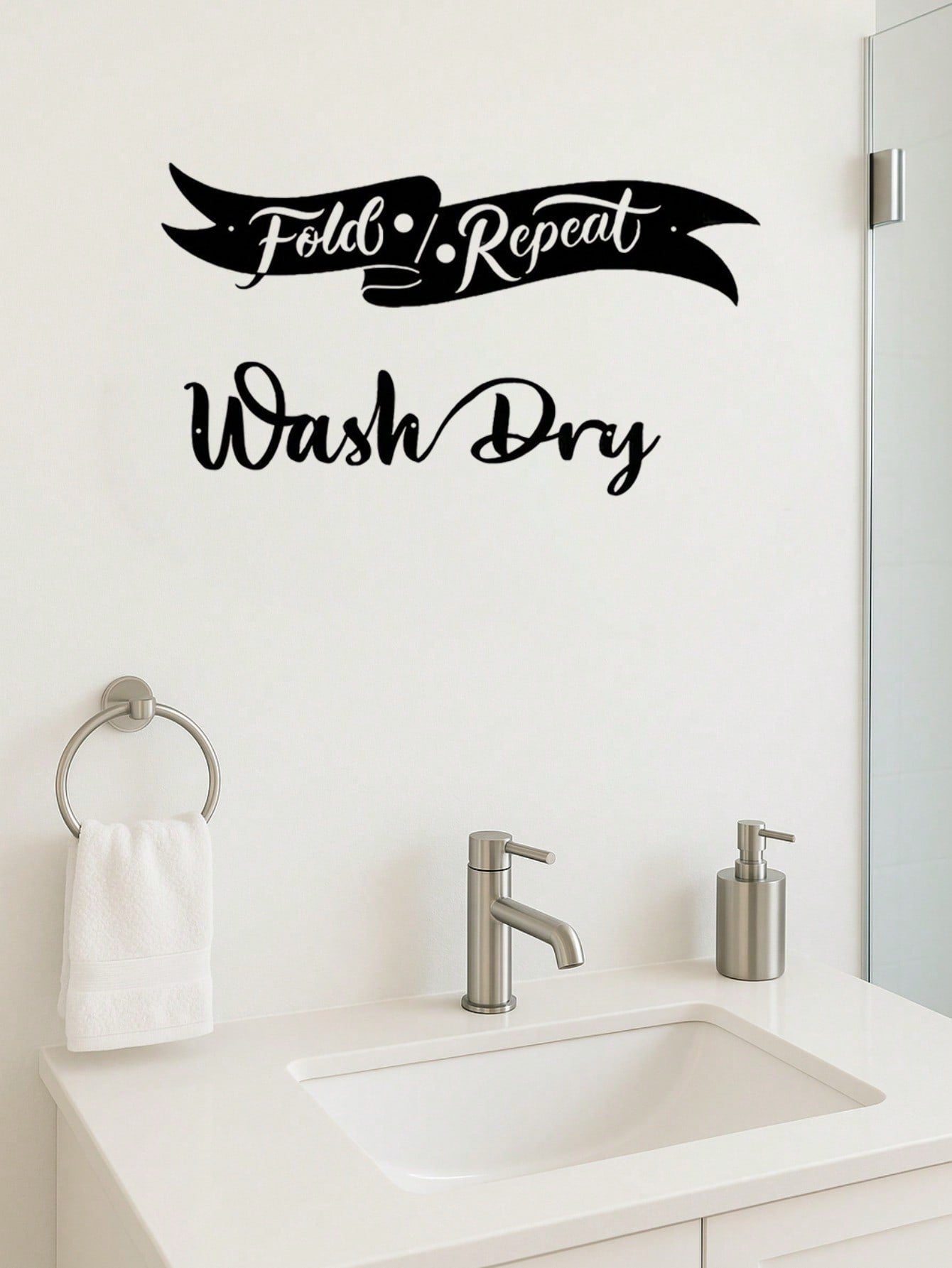 2-Piece Black Metal "Wash & Dry" Wall Art - Bathroom Home Decor Set. Crafted from premium rustproof materials with century-old painting technique, it is waterproof, durable, and fade-resistant. Ideal for modern wall decoration in bedrooms, living rooms, o
