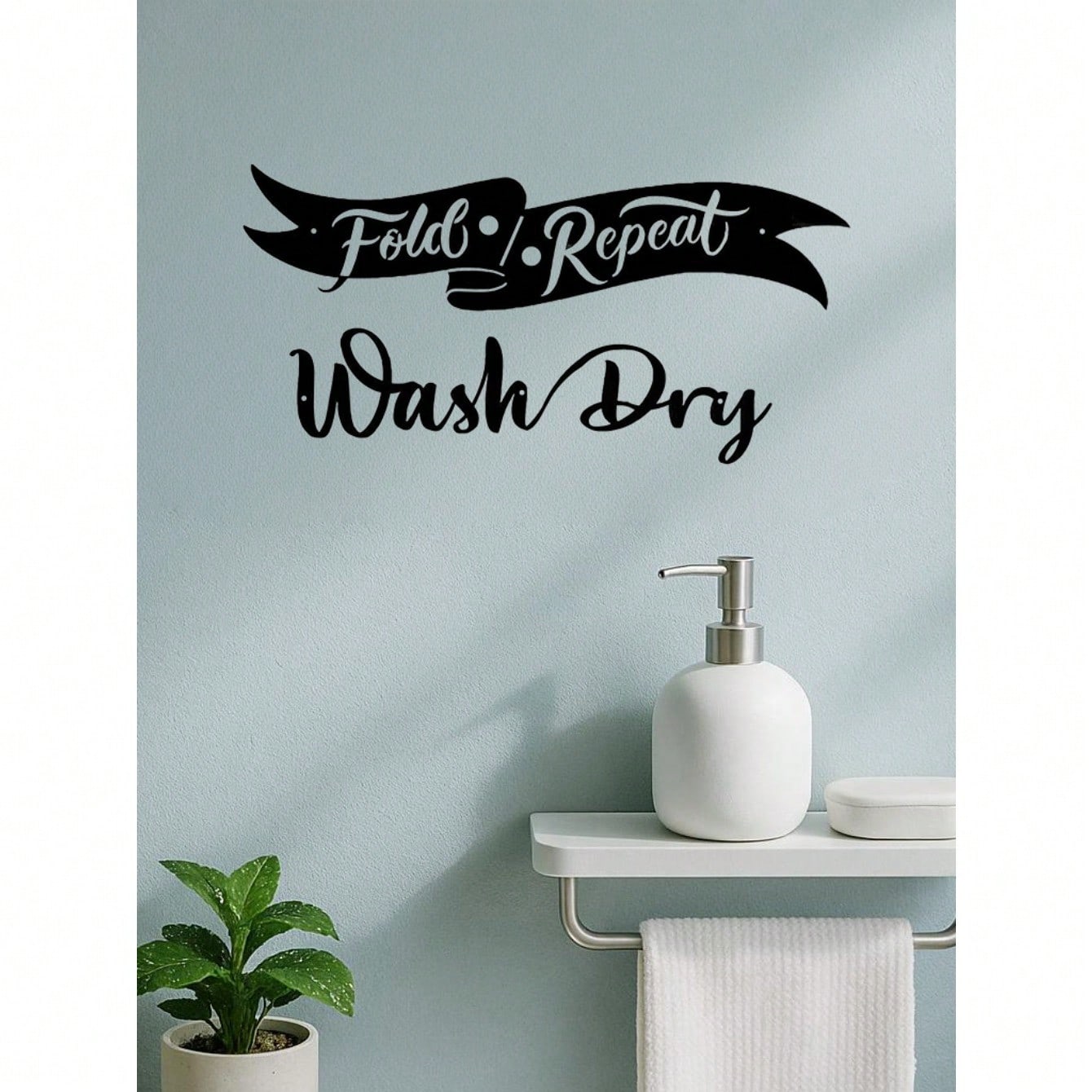 2-Piece Black Metal "Wash & Dry" Wall Art - Bathroom Home Decor Set. Crafted from premium rustproof materials with century-old painting technique, it is waterproof, durable, and fade-resistant. Ideal for modern wall decoration in bedrooms, living rooms, o
