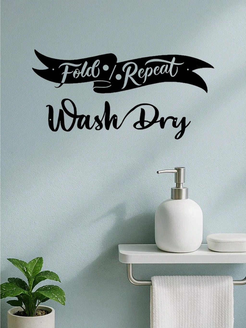 2-Piece Black Metal "Wash & Dry" Wall Art - Bathroom Home Decor Set. Crafted from premium rustproof materials with century-old painting technique, it is waterproof, durable, and fade-resistant. Ideal for modern wall decoration in bedrooms, living rooms, o