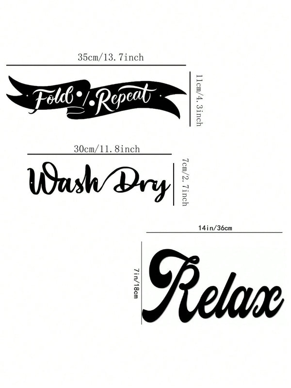 2-Piece Black Metal "Wash & Dry" Wall Art - Bathroom Home Decor Set. Crafted from premium rustproof materials with century-old painting technique, it is waterproof, durable, and fade-resistant. Ideal for modern wall decoration in bedrooms, living rooms, o