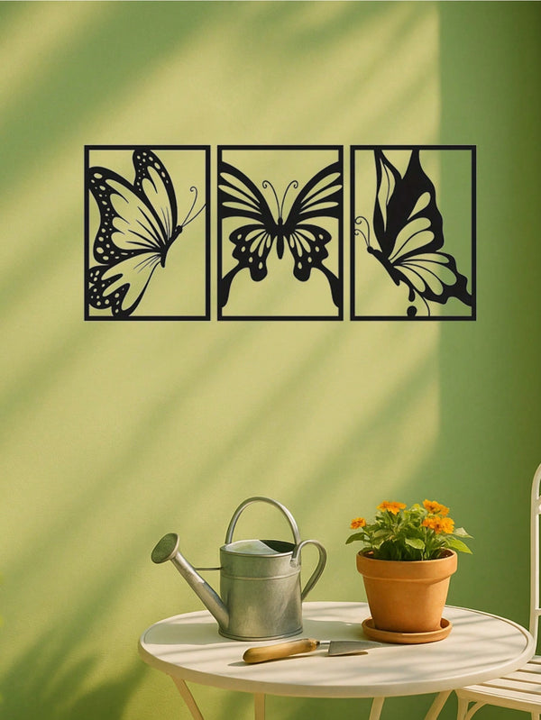 3-Piece Butterfly Metal Wall Art - Modern home decor perfect for bedrooms, living rooms, or bathrooms. Crafted with waterproof, rustproof, and fade-resistant materials, featuring a century-old baked paint finish for exceptional durability and quality. Eas