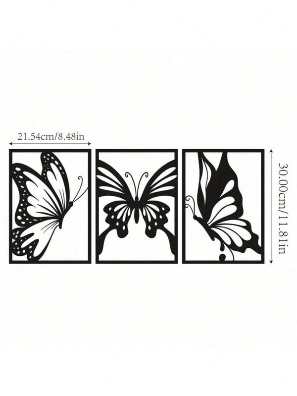 3-Piece Butterfly Metal Wall Art - Modern home decor perfect for bedrooms, living rooms, or bathrooms. Crafted with waterproof, rustproof, and fade-resistant materials, featuring a century-old baked paint finish for exceptional durability and quality. Eas