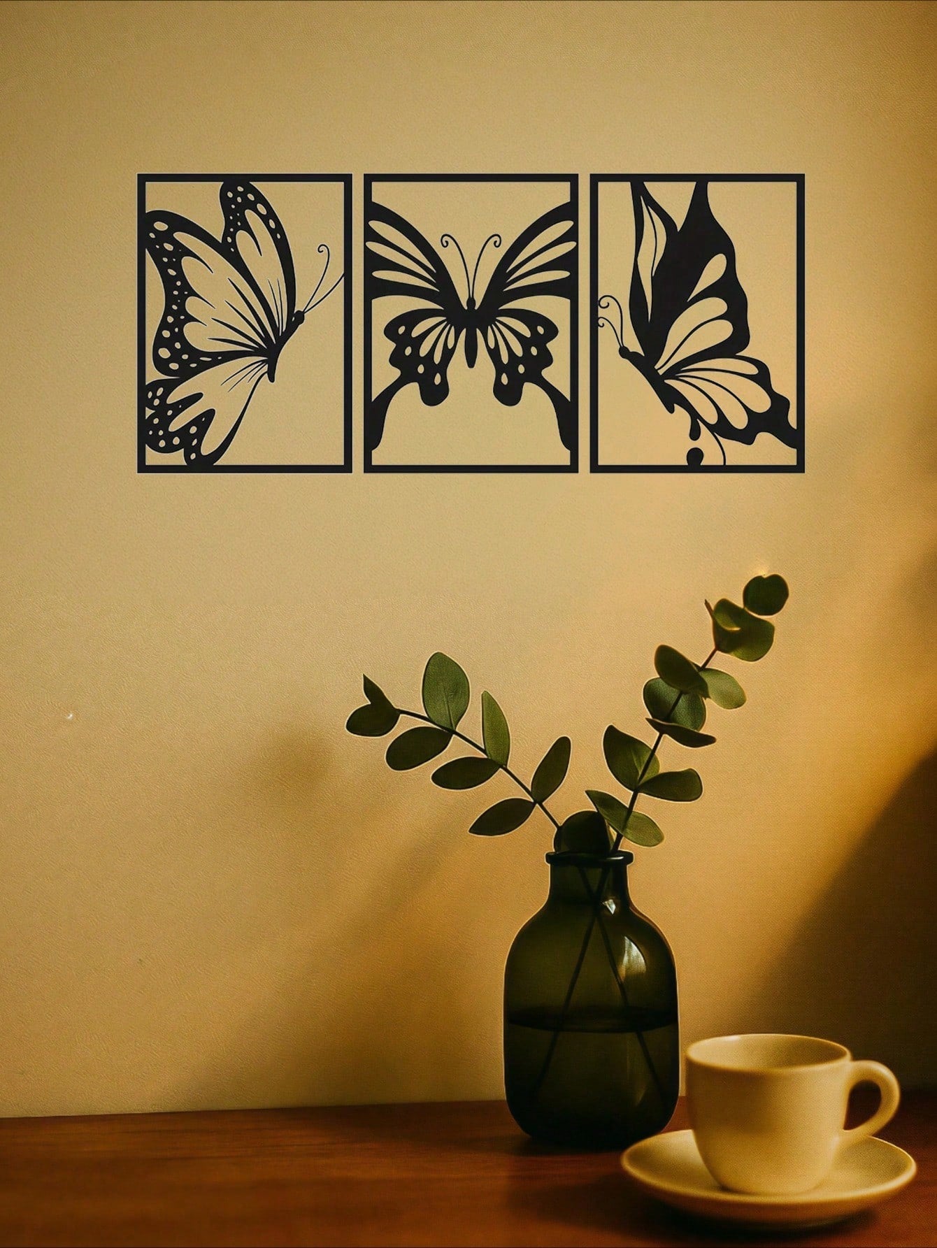3-Piece Butterfly Metal Wall Art - Modern home decor perfect for bedrooms, living rooms, or bathrooms. Crafted with waterproof, rustproof, and fade-resistant materials, featuring a century-old baked paint finish for exceptional durability and quality. Eas