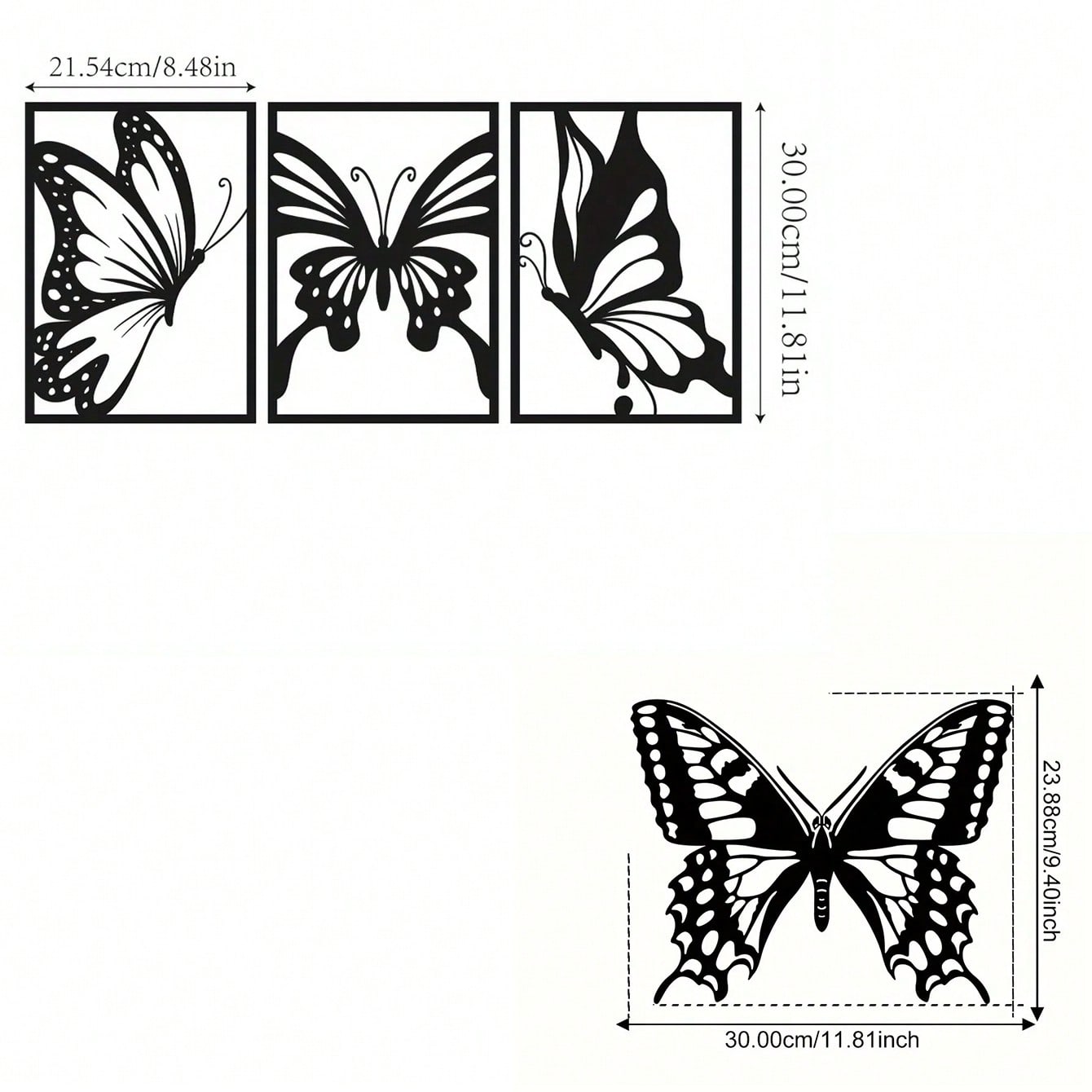 3-Piece Butterfly Metal Wall Art - Modern home decor perfect for bedrooms, living rooms, or bathrooms. Crafted with waterproof, rustproof, and fade-resistant materials, featuring a century-old baked paint finish for exceptional durability and quality. Eas