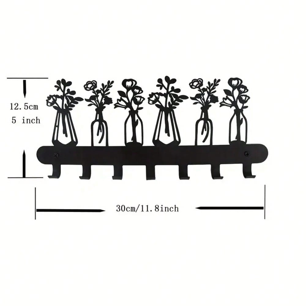 1 piece metal wall-mounted hook, black vase-shaped hook key hook, black simple line design home decoration, female artwork, suitable for hanging keys, trinkets, wall-mounted storage racks, wall decoration