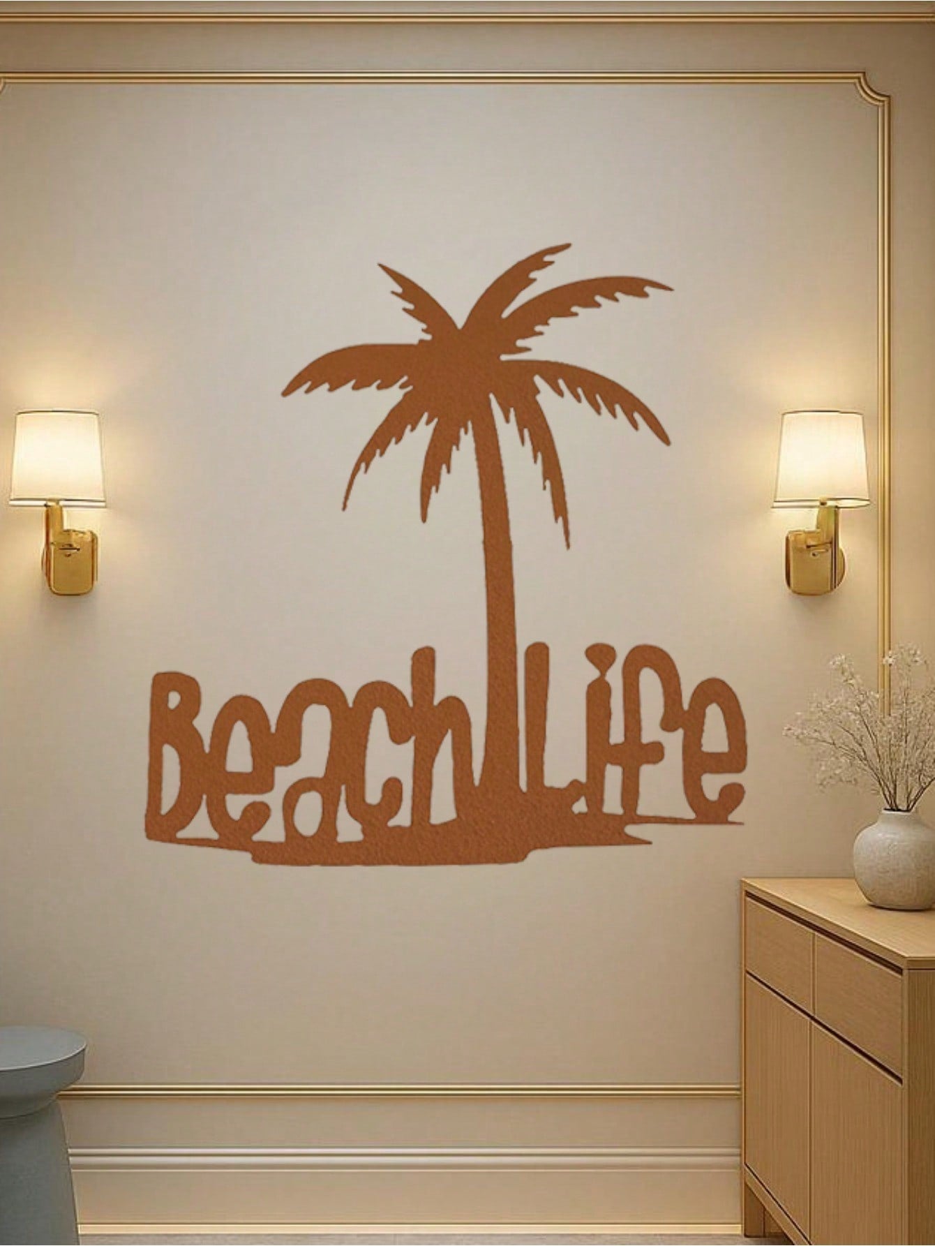 1pc Coconut Tree Metal Wall Decor, Infusing Coastal Vibe To Your Space - Perfect For Creating A Lively And Natural Ambiance. Ideal For Christmas, Living Room, Bedroom Or Study Decoration, Women's Art Piece, Suitable For Home, Living Room, Patio Or Garden Main image
